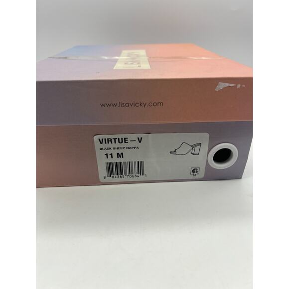 Lisa Vicky Virtue - V Black Sheep Nappa Heels Slide On Size 11 M NIB Peep Toe - Picture 8 of 8